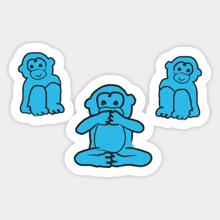 White and blue monkey pattern Sticker